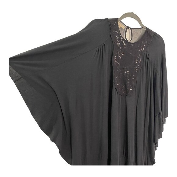 Lerario Beatriz Size S Black Jersey Draped Kaftan Dress Stretch Sequin - Picture 5 of 8